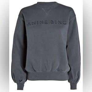 Anine Bing Esme Word Logo Sweatshirt washed indigo SIZE S